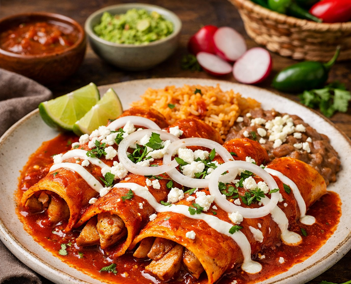 Enchiladas de autor con guarniciones — Chef Franko