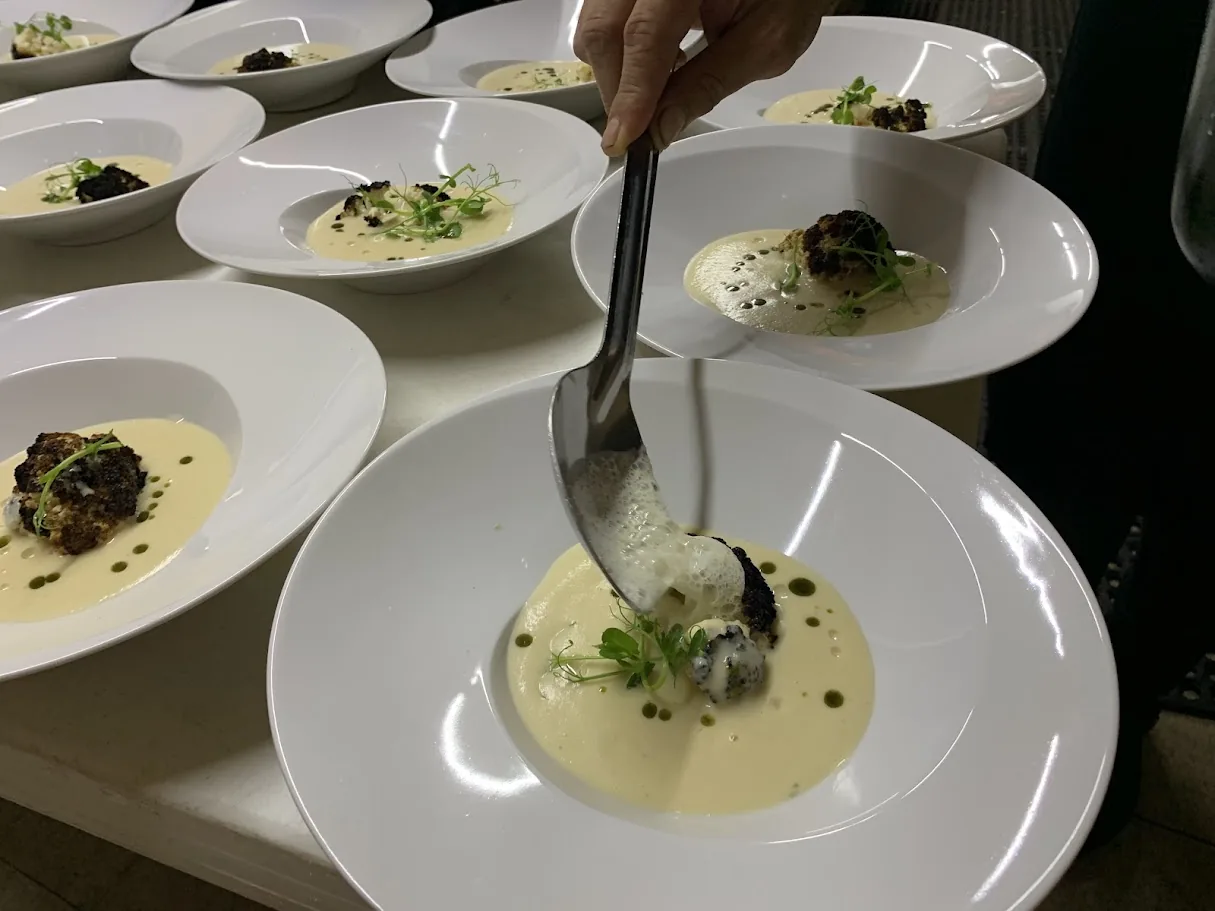 Elegant table setting prepared for a private villa dinner